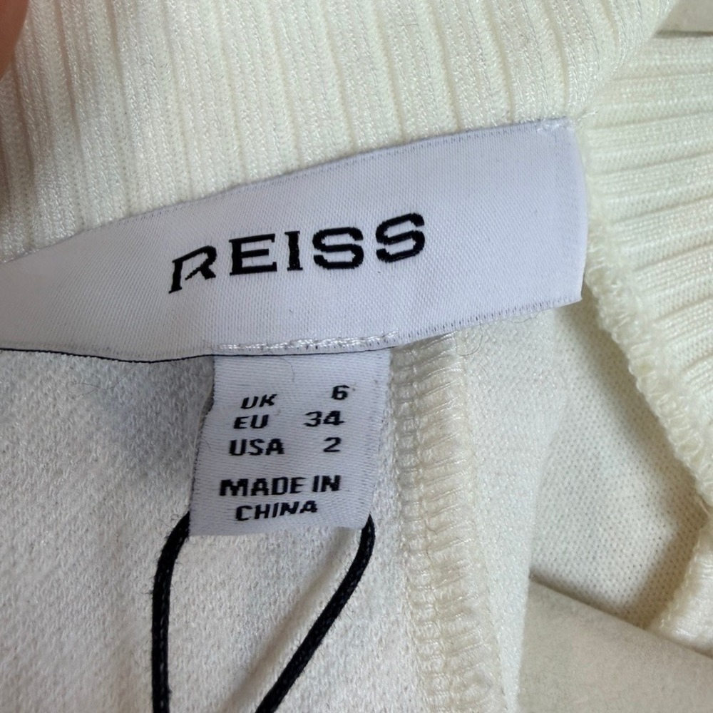 Reiss Caprice-Hybrid Woven Midi Dress Ivory Black Stripe US 2 NEW $515 - Picture 13 of 14